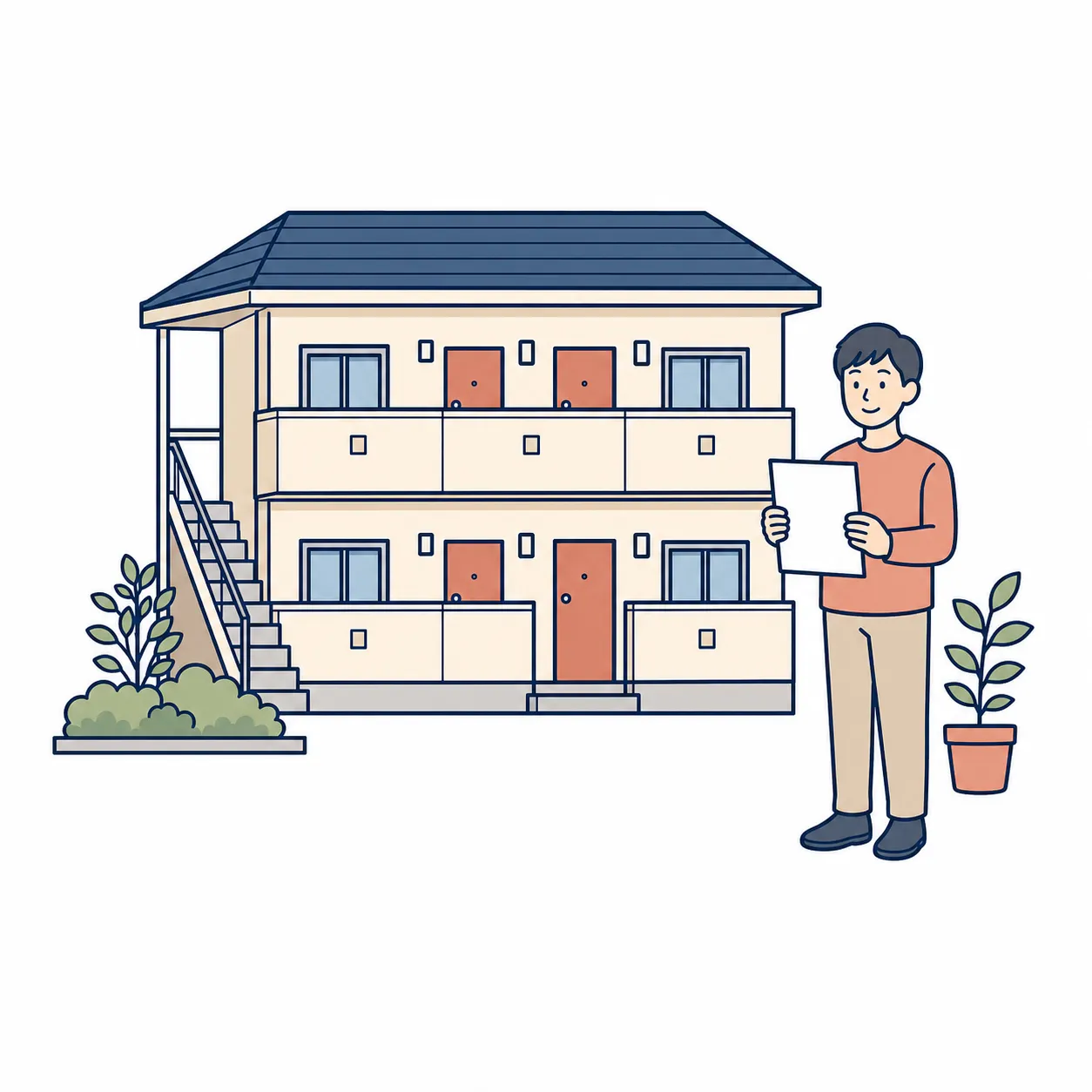 賃貸住宅と入居者のイラスト