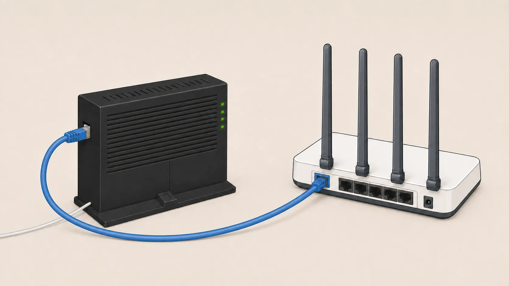 ONUとWi-Fiルーターを接続したイラスト